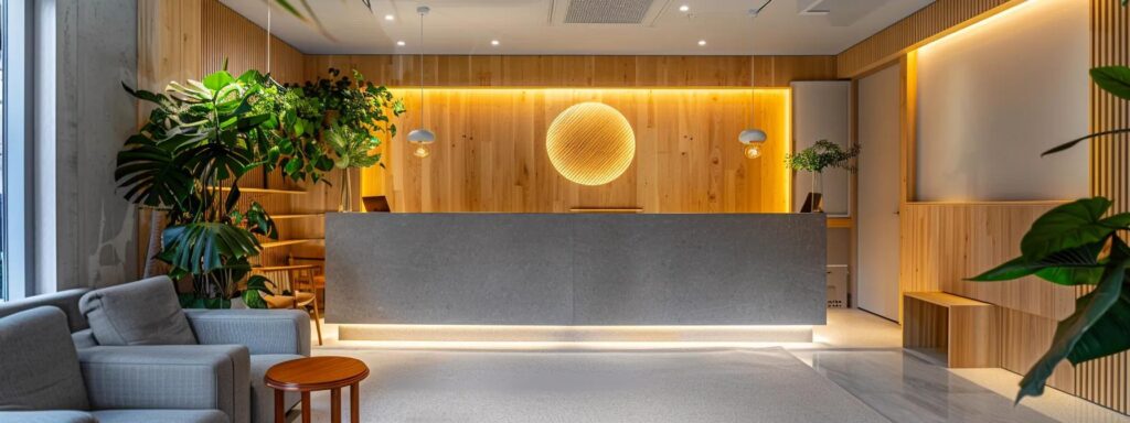 a modern chiropractic clinic in bondi junction showcases a calm interior with soft lighting and timber accents, where a friendly chiropractor attentively engages with a relaxed adult patient in activewear, embodying professionalism and a commitment to evidence-based care.